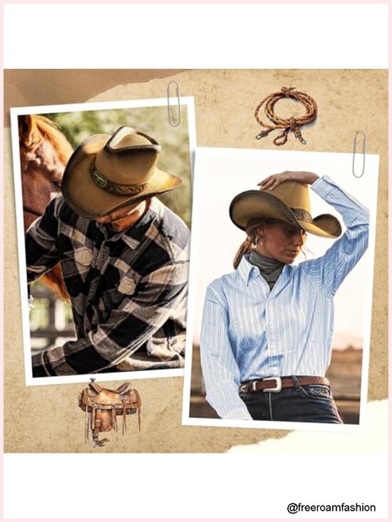 Straw Cowboy Hat – Shapeable Wide Brim Western Sun Hat for Country Concerts & main image 4
